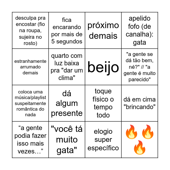 "amizade" Bingo Card
