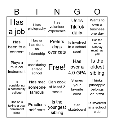 Leadership Academy Bingo Card
