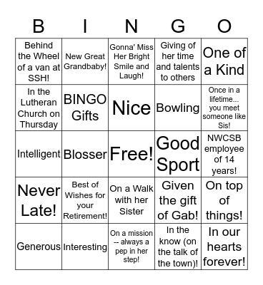 SIS BINGO Card