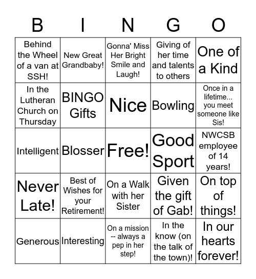 SIS BINGO Card