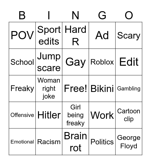 Insta reels bingo Card