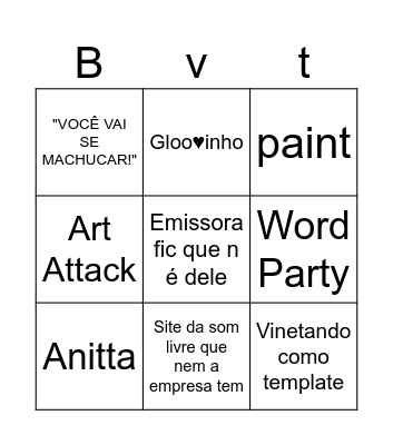 Bryan Victor Bingo Card