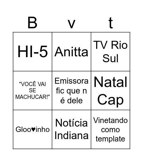 Bryan Victor Bingo Card