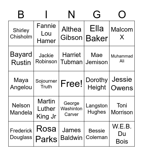 Historical Figures Bingo Card