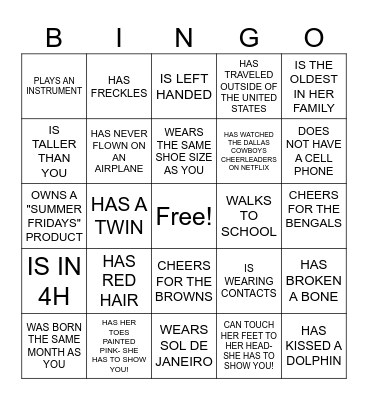 FIND SOMEONE WHO Bingo Card