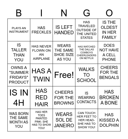 FIND SOMEONE WHO Bingo Card