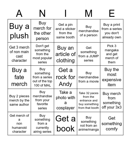 AX Bingo Card