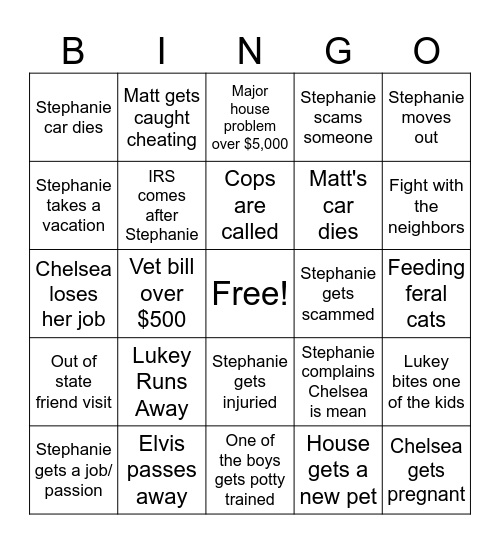 Worst Case Senario Bingo Card