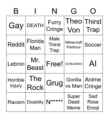 Unhinged Insta Bingo Card