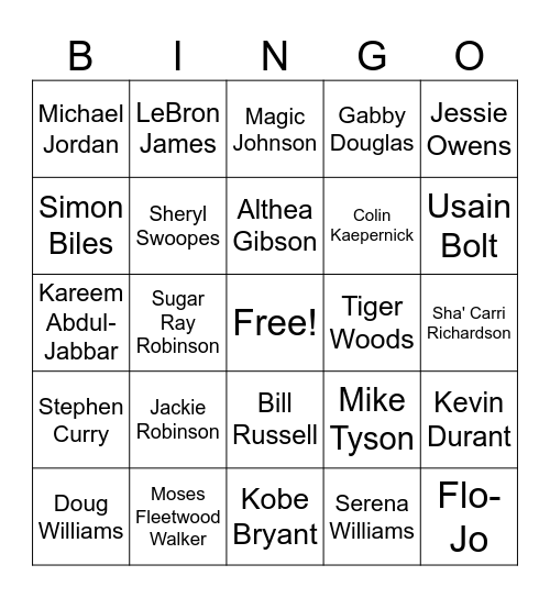 Sports Bingo Card