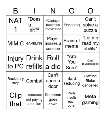 Torpedo's bingo Card