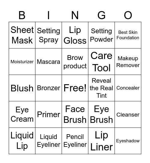 Sephora Collection BINGO Card