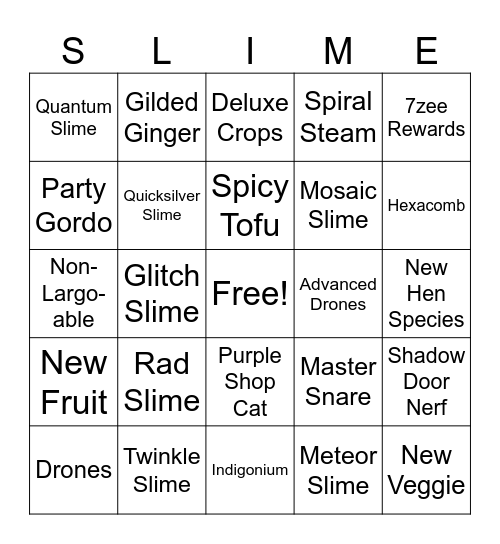 Slime Rancher 2 Bingo Card