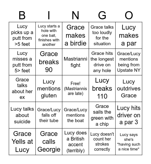 Mastrianni Bingo Card