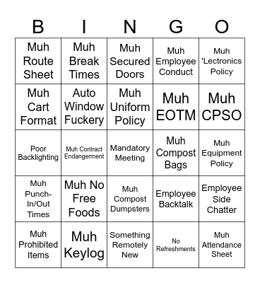 Himuro's Meeting Bingo Card