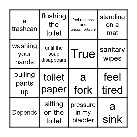 BATHROOM BINGO Card