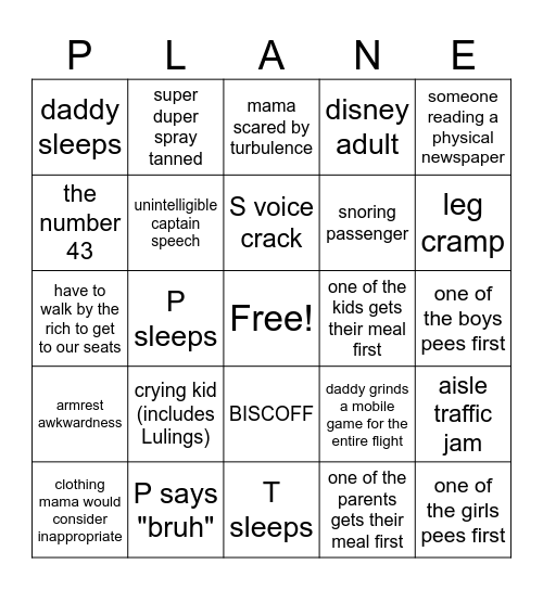 ATL - FCO BINGO Card