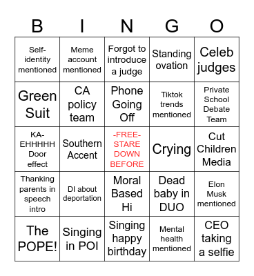 Nats Final Bingo Card