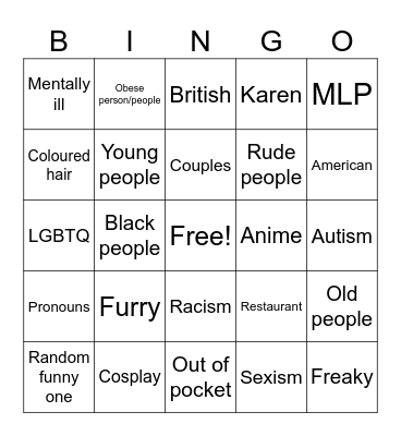 Cringe TikToks Bingo Card