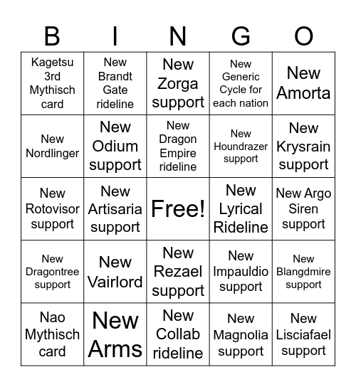 DivineZ set 10 predicition Bingo Card