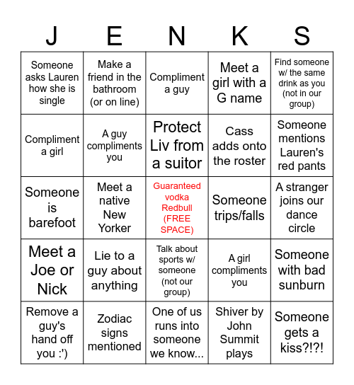 Jenks 6/20 :) Bingo Card