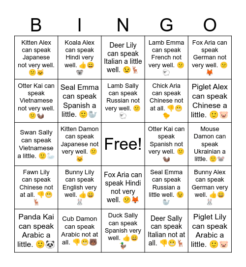 Puppy Alex can speak Vietnamese a little. 🙂🐶 Bingo Card