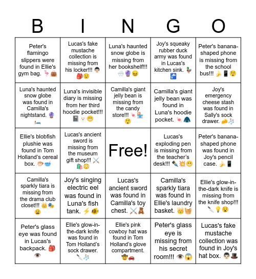 B16 L15 Ellie's pink cowboy hat was found in Tom Holland’s glove compartment. 🤠🚗 Bingo Card