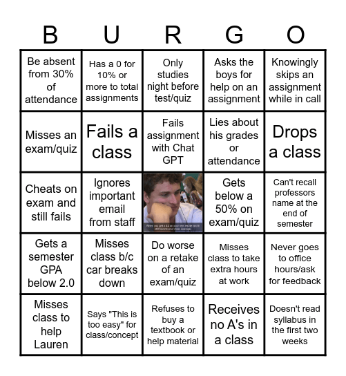 Burg College Bingo Card