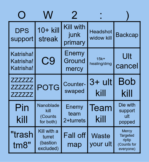 Overwatch Bingo Card