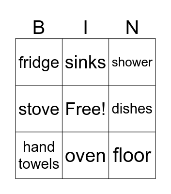 Cleaning Bingo Card