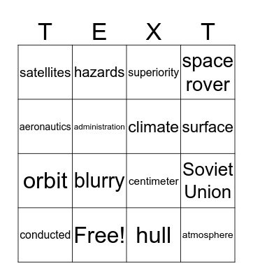 The 1st Victory of the Space Race AND Hazards of Space Junk Bingo Card