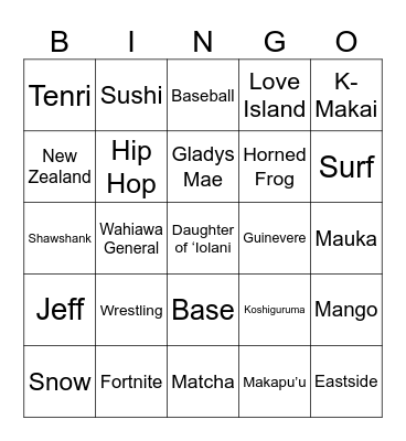 Cole and Maya Rose Graduation Party Bingo Card