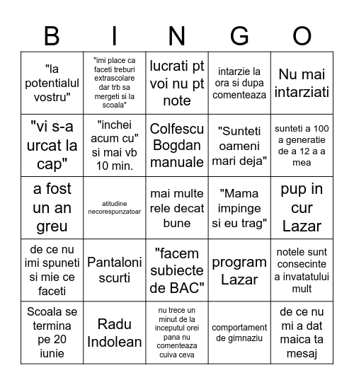 The Balasa Bingo Card