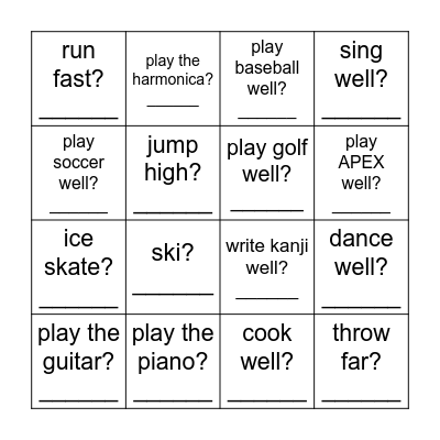 Can you ... Bingo Card