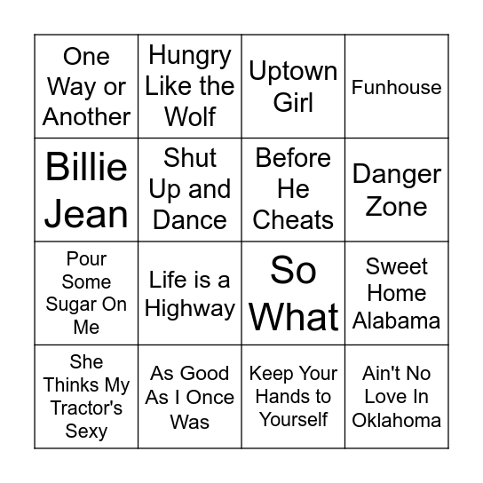 Music Bingo Card