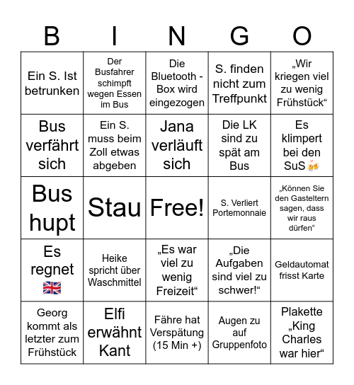 Weymouth 2025 Bingo Card