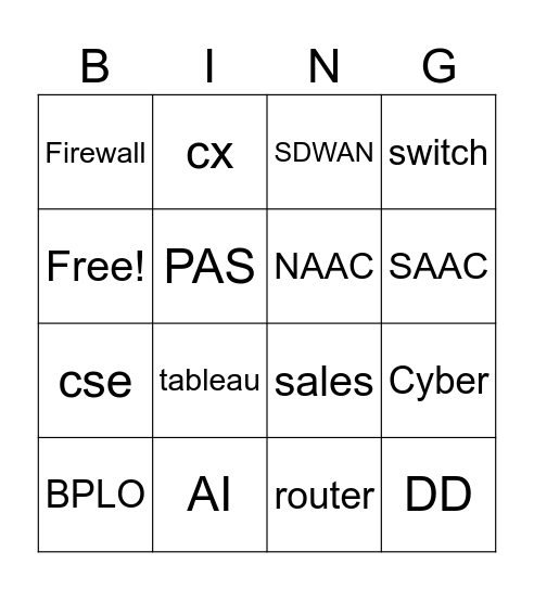 Cisco Bingo Card