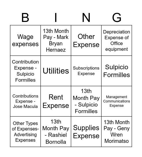 Untitled Bingo Card