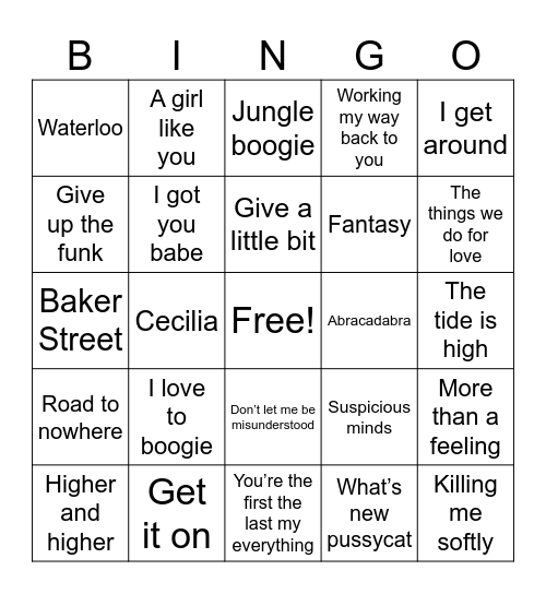 Winter Warmers Music Bingo Card