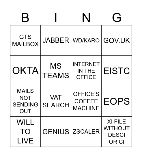 CC UK BINGO Card