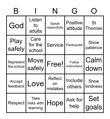 St Thomas' Way Bingo! Bingo Card