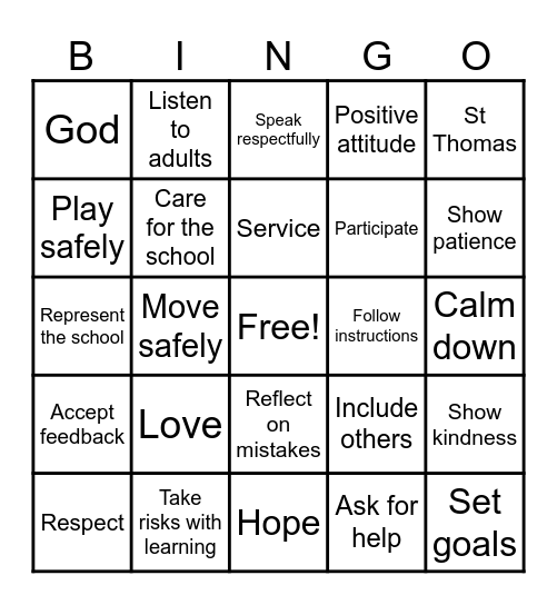 St Thomas' Way Bingo! Bingo Card
