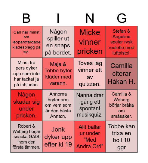 Midsommarbingo! Bingo Card