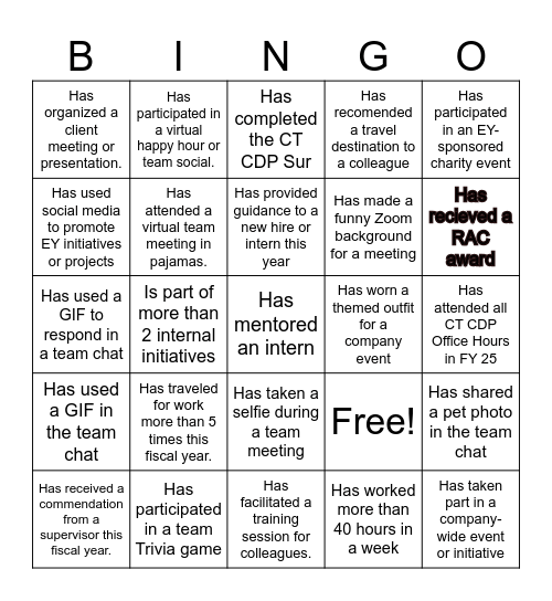 CT CDP Bingo 🎉 Bingo Card