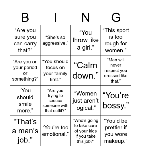 Invisible Bars Bingo Card