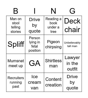 Park Bingo Card