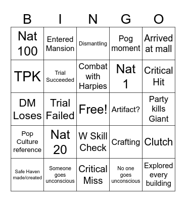 TFN # 8 Bingo Card