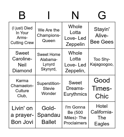 Disco Bingo Card