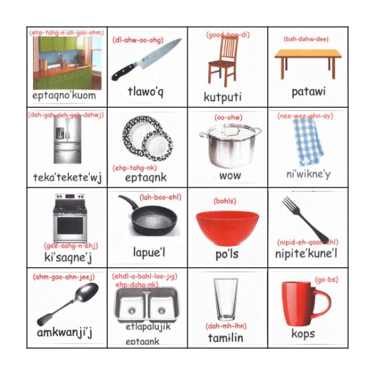 Household items Bingo Card