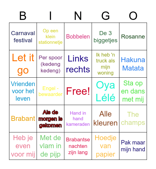 Muziek Bingo Card